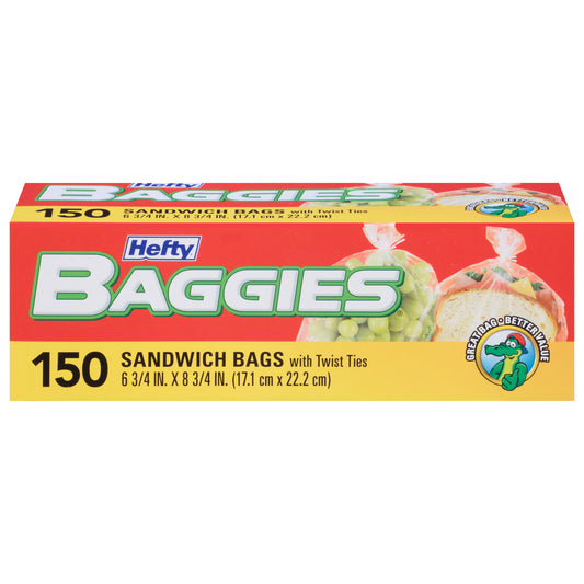Hefty® Baggies® Sandwich & Storage Bags with Twist Ties 150 ct Box