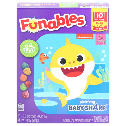 Funables Baby Shark Fruit Flavored Snacks 10 - 0.8 oz Pouches