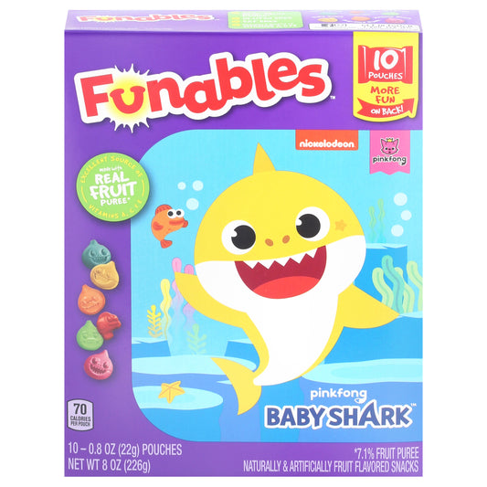 Funables Baby Shark Fruit Flavored Snacks 10 - 0.8 oz Pouches