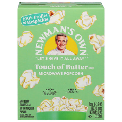Newman's Own Touch of Butter Flavor Microwave Popcorn 3 - 3.2 oz Bags