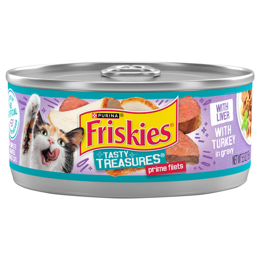 Purina Friskies Wet Cat Food Tasty Treasures With Turkey and Liver in Gravy - 5.5 oz. Can
