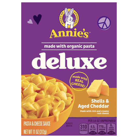 Annie's Deluxe Macaroni and Cheese made with Organic Pasta Shells and Aged Cheddar Cheese, 11 oz