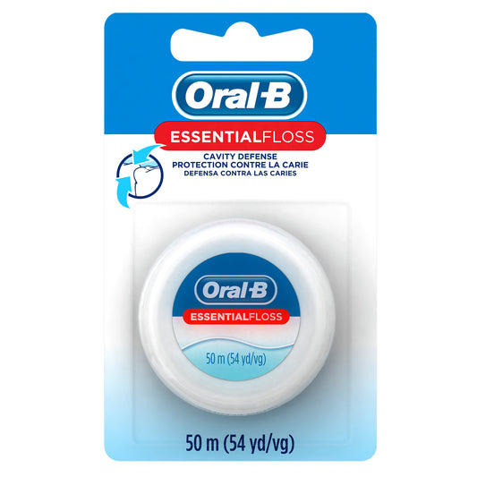 Oral-B EssentialFloss Mint Dental Floss, Cavity Defense, Waxed, 50m