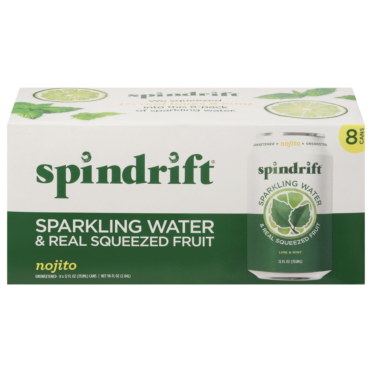 Spindrift Unsweetened Nojito Sparkling Water 8 - 12 fl oz Cans
