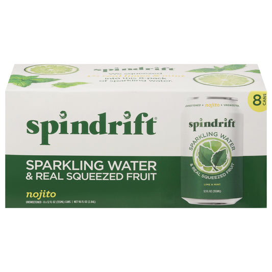 Spindrift Unsweetened Nojito Sparkling Water 8 - 12 fl oz Cans