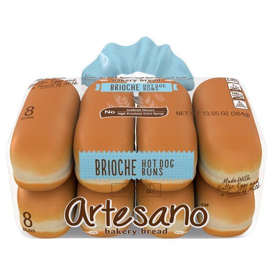 Alfaro's Artesano Brioche Hot Dog Buns, 8 count, 13.5 oz