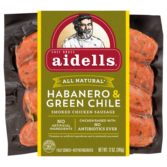 Aidells® Smoked Chicken Sausage, Habanero & Green Chile, 12 oz. (4 Fully Cooked Links)