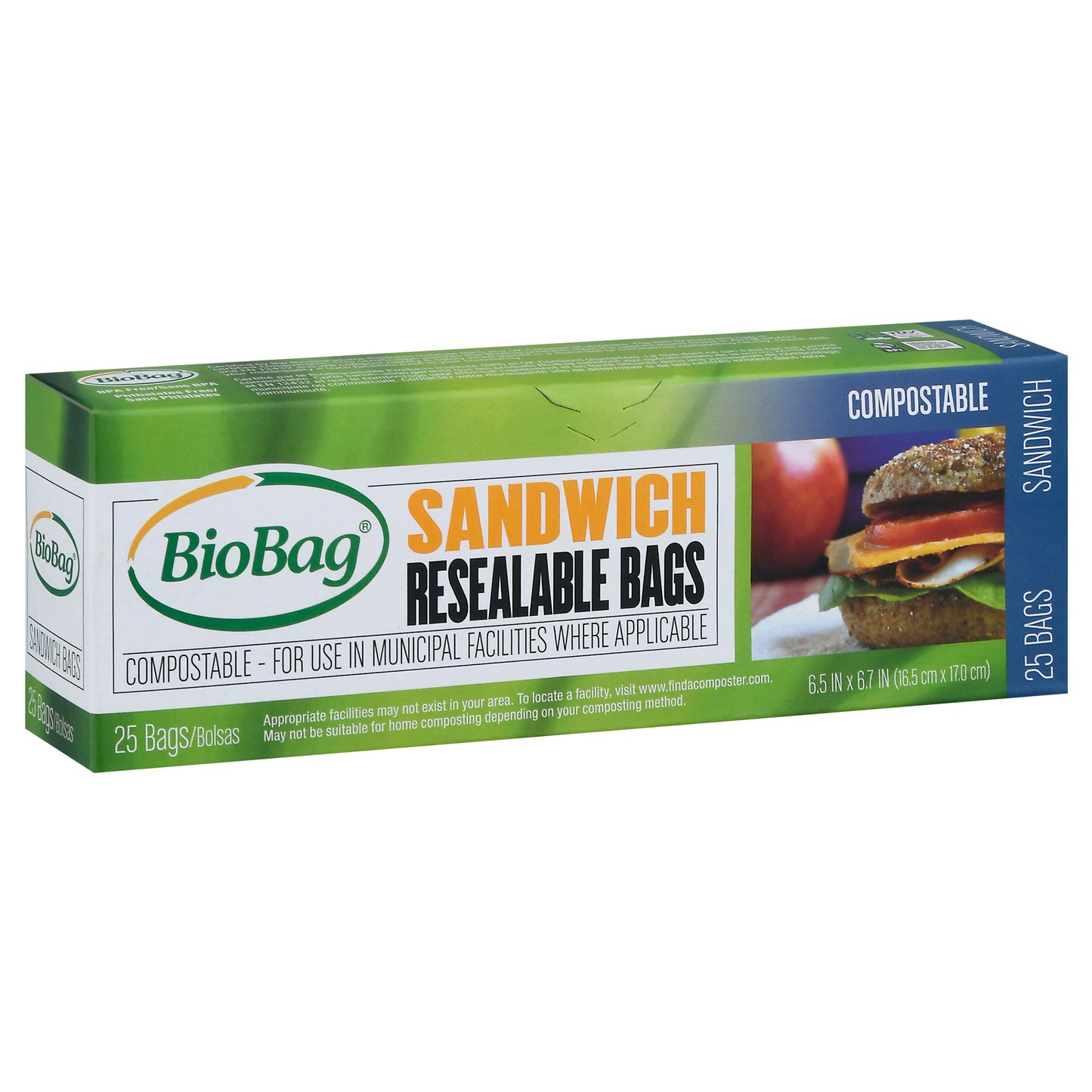 BioBag Sandwich Resealable Bags 25 ea