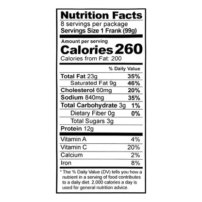 Miller's Uncured Beef Franks 8 ea
