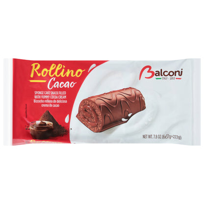 Balconi Rollino Cacao Sponge Cake Snack 6 - 37 g Packs
