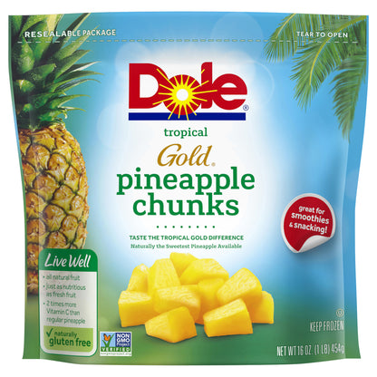 Frozen DOLE TROPICAL GOLD Pineapple, 16 Ounce Bag