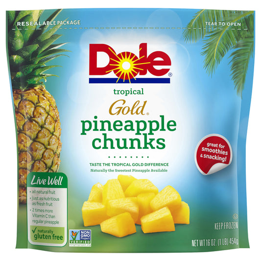 Frozen DOLE TROPICAL GOLD Pineapple, 16 Ounce Bag