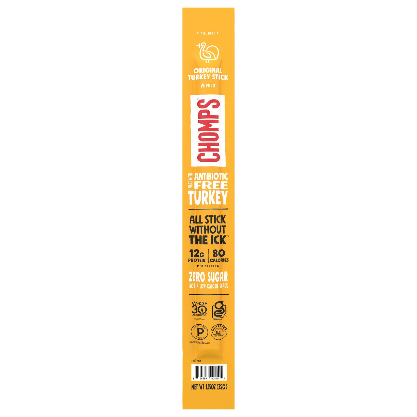 Chomps Original Turkey Jerky Meat Snack Stick, 1.15oz Stick