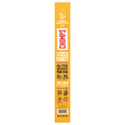 Chomps Original Turkey Jerky Meat Snack Stick, 1.15oz Stick