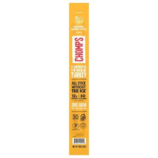 Chomps Original Turkey Jerky Meat Snack Stick, 1.15oz Stick