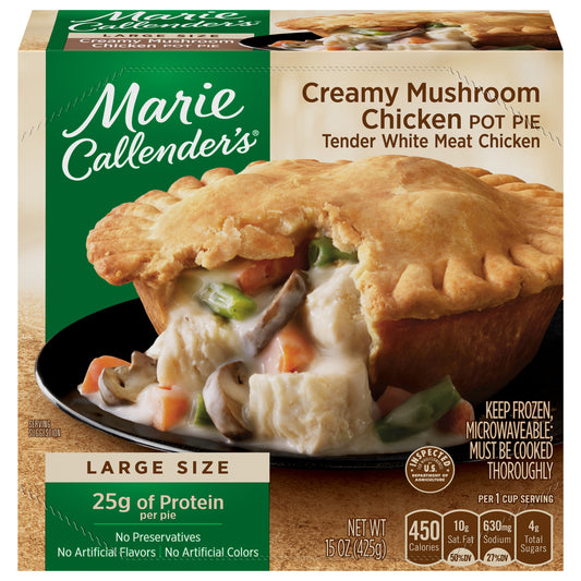 Marie Callender's Frozen Meal, Creamy Mushroom Chicken Pot Pie, 15 Ounce