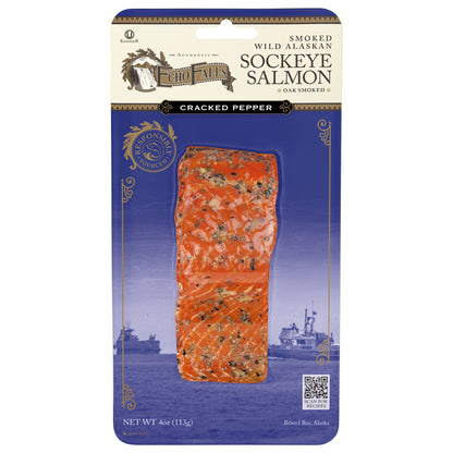 Echo Falls Smoked Wild Alaskan Cracked Pepper Sockeye Salmon 4 oz
