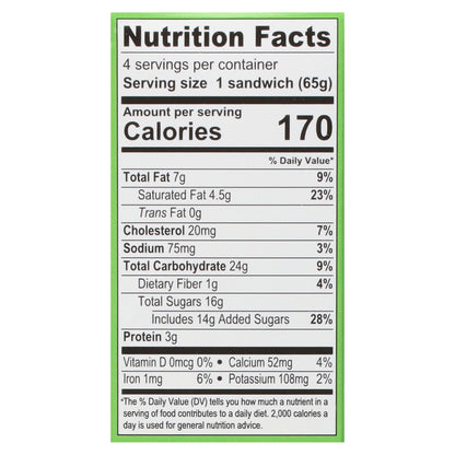 Alden's Organic Round Sammies Mint Fudge Ice Cream Sandwich 4 - 3.5 fl oz Sandwiches