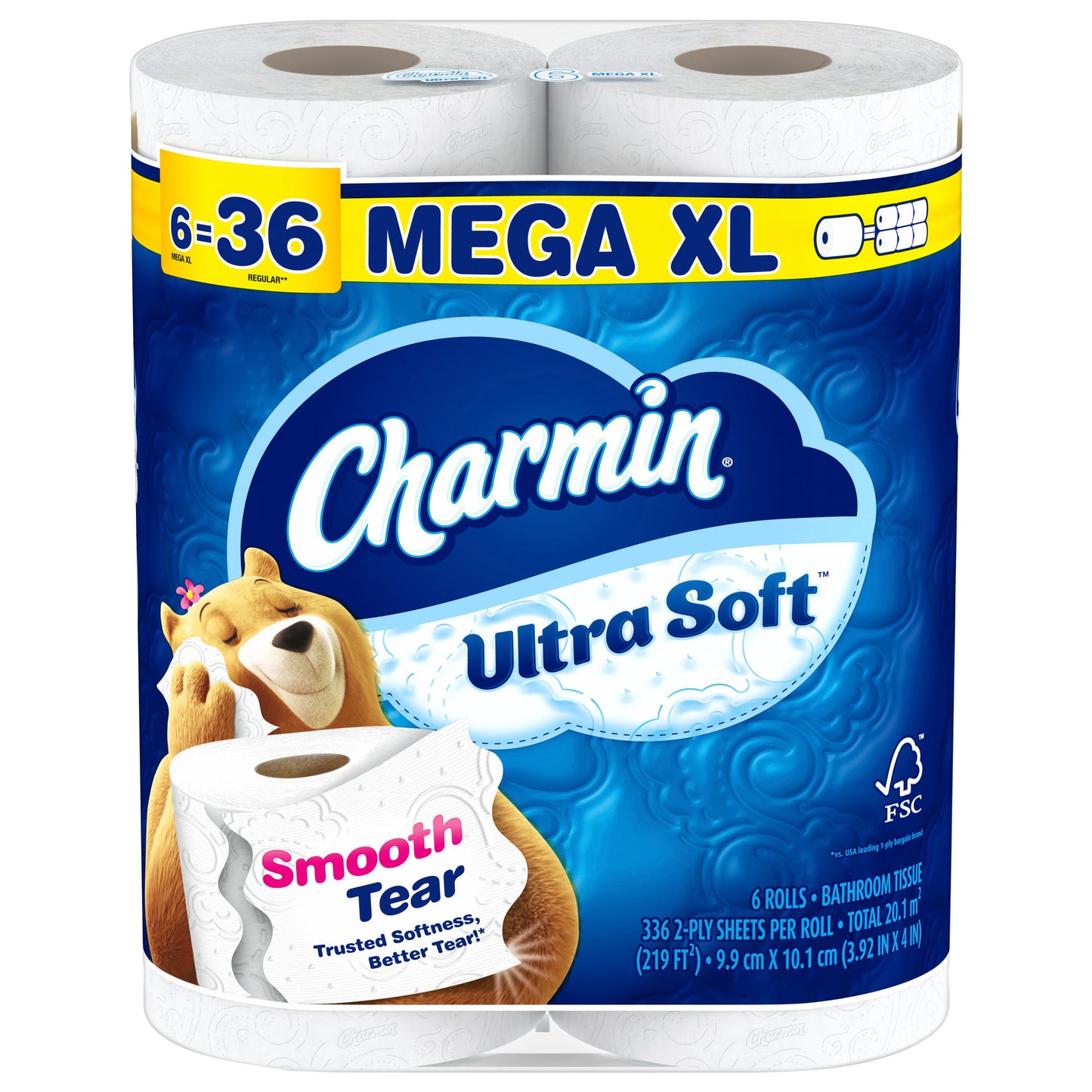 Charmin Ultra Soft Toilet Paper 6 Mega XL Rolls, 336 Sheets Per Roll
