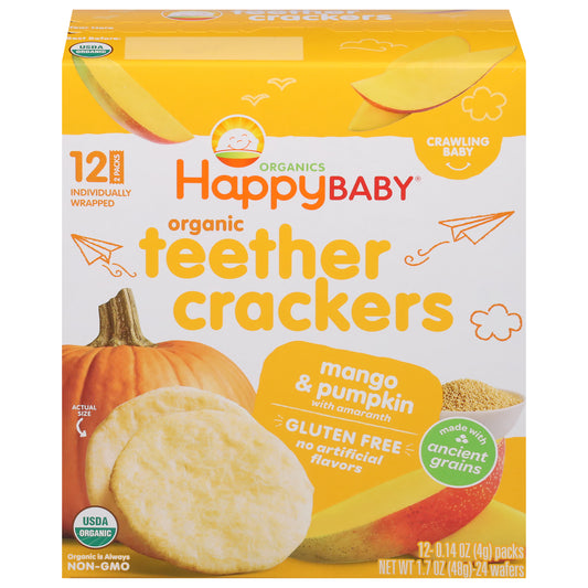 HappyBaby Organics Organic Mango & Pumpkin Teether Crackers 12 - 0.14 oz Packs