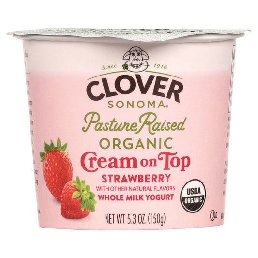 Clover Sonoma Organic Whole Milk Cream on Top Strawberry Yogurt 5.3 oz