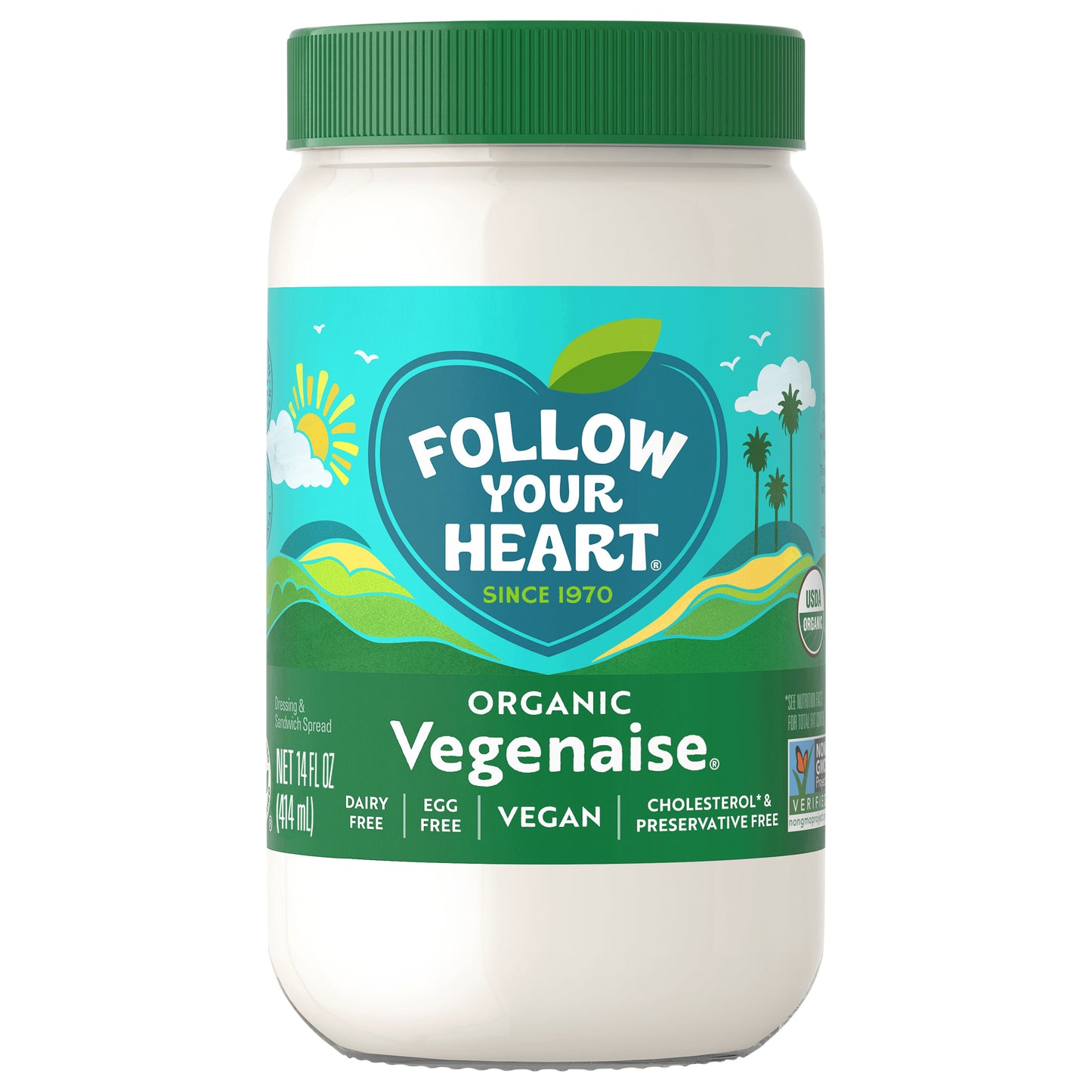 Follow Your Heart Organic Dairy Free Vegan Mayo, 14 FL OZ Jar