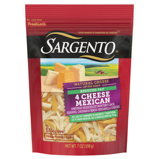 Sargento® Shredded Reduced Fat 4 Cheese Mexican Natural Cheese, 7 oz.