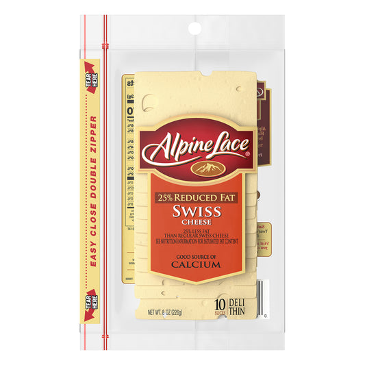 Alpine Lace® Sliced 25% Reduced Fat Swiss Cheese, 8 oz