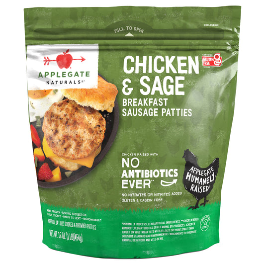 Applegate Natural Chicken & Sage Breakfast Sausage Patties, 16oz (Frozen)