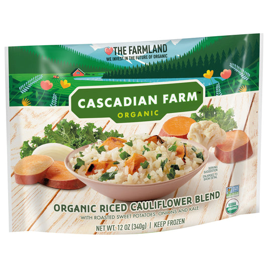 Cascadian Farm, Frozen Organic Riced Cauliflower Blend Roasted Sweet Potatoes And Kale