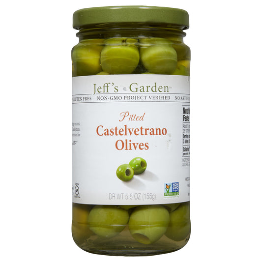 Jeff's Garden Pitted Castelvetrano Olives, 5.5 oz Dr. Wt.