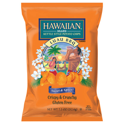 7.5 oz Hawaiian Brand Luau BBQ Kettle Style Potato Chips