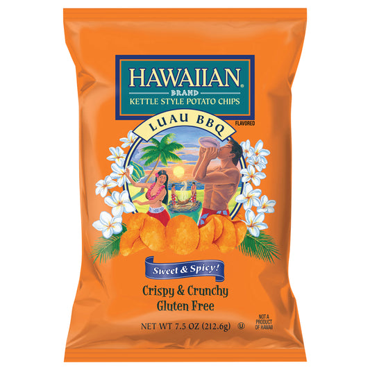 7.5 oz Hawaiian Brand Luau BBQ Kettle Style Potato Chips