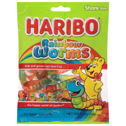 Haribo Rainbow Worms Gummi Candy Share size 5 oz