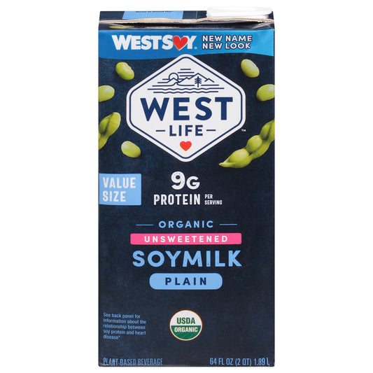 West Life Plain Unsweetened Organic Soymilk Value Size 64 fl oz