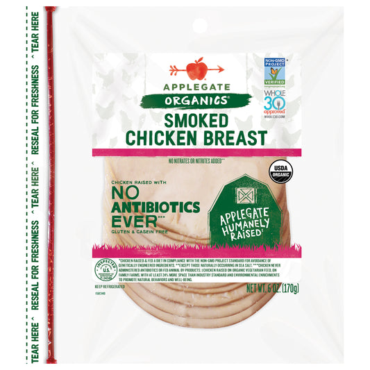 Applegate Organic Smoked Chicken Breast Sliced, 6oz