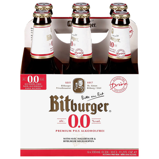 Bitburger Alcohol-Free Premium Pils Beer 6 - 11.2 fl oz Bottles
