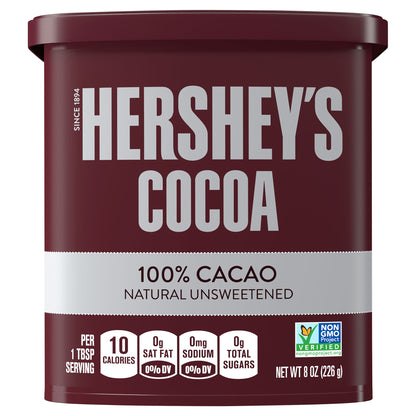 HERSHEY'S Natural Unsweetened Cocoa, Gluten Free, No Preservatives, 8 oz, Can