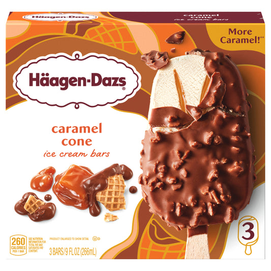 Häagen-Dazs Caramel Cone Ice Cream Snack Bars, 3 Count