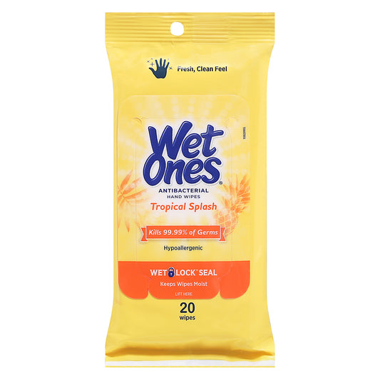 Wet Ones Antibacterial Tropical Splash Hand Wipes 20 ea