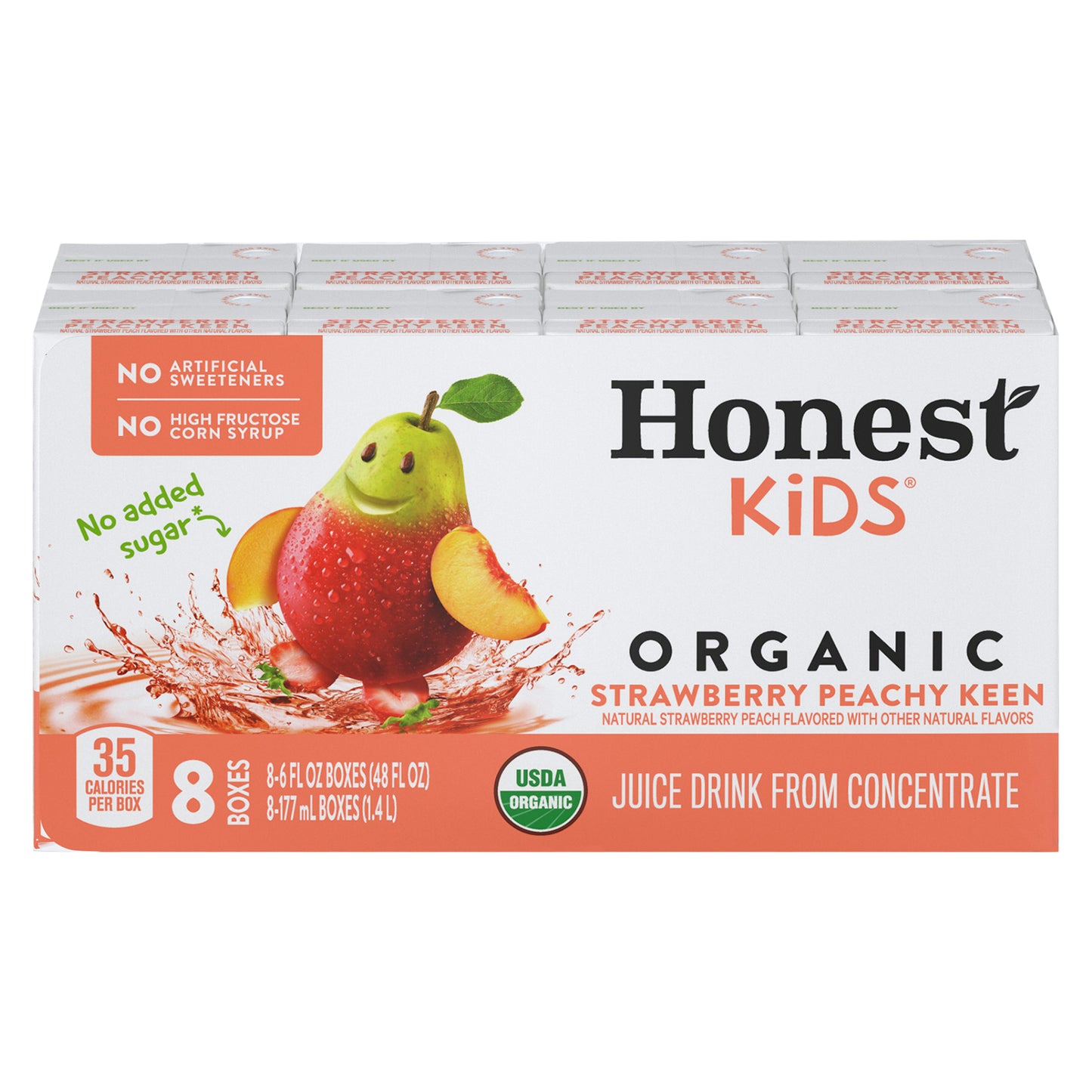 Honest Kids Strawberry Peachy Keen Cartons, 6 fl oz, 8 Pack
