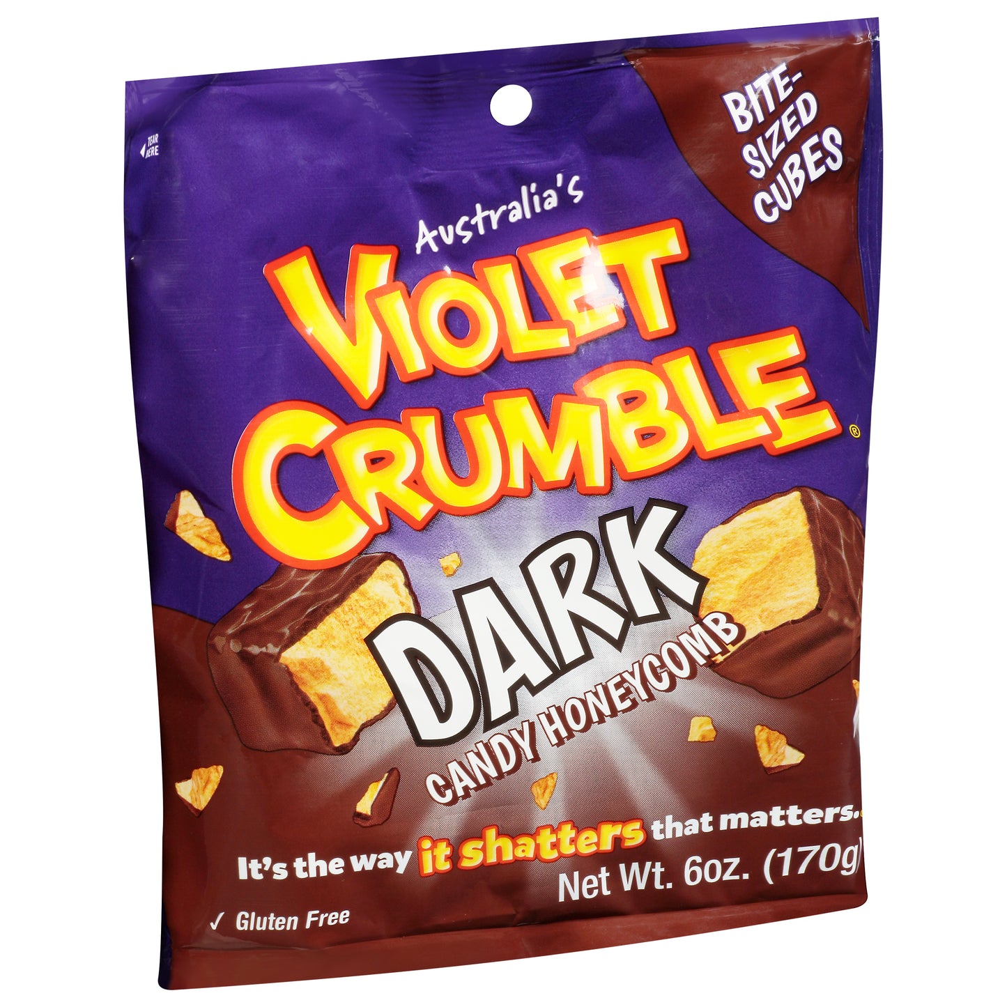 Violet Crumble Bite-Sized Cubes Dark Honeycomb Candy 6 oz