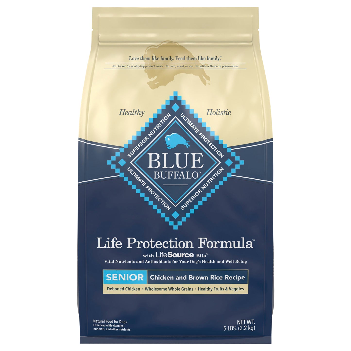 Blue Buffalo Life Protection Formula Senior Dog Food, Chicken & Brown Rice, 5lbs