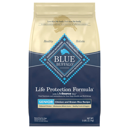 Blue Buffalo Life Protection Formula Senior Dog Food, Chicken & Brown Rice, 5lbs