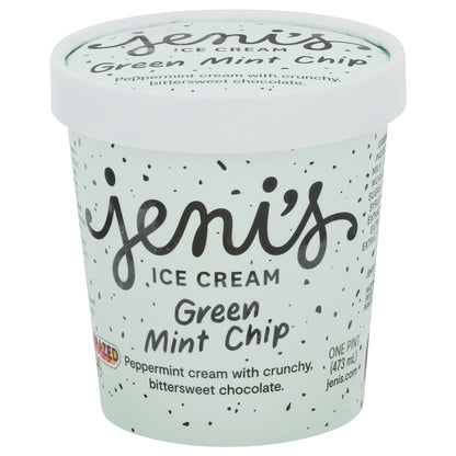Jeni's Green Mint Chip Ice Cream 1 pt