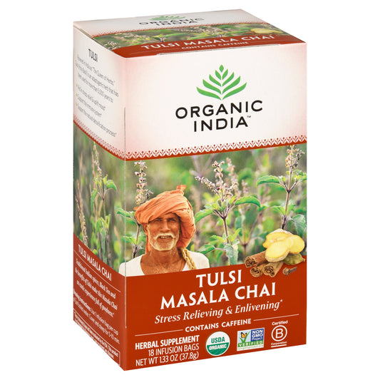 Organic India Infusion Bags Tulsi Masala Chai Herbal Supplement 18 ea