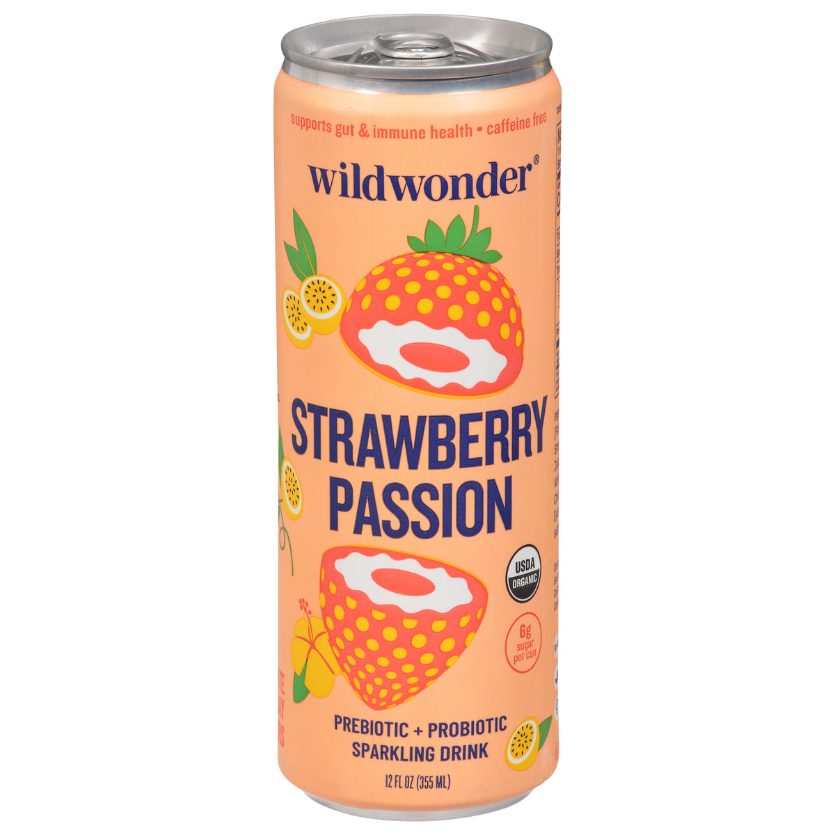 Wildwonder Prebiotic + Probiotic Strawberry Passion Sparkling Drink 12 fl oz