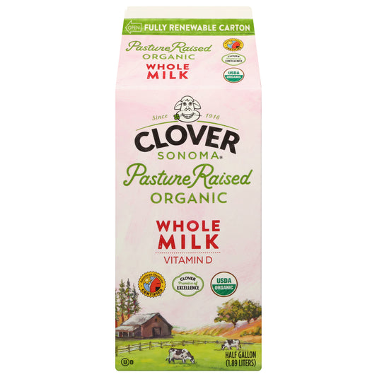 Clover Sonoma Pasture Raised Whole Organic Milk 0.5 gal
