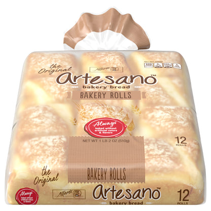 Alfaro's Artesano White (Club Pack) Bakery Rolls, 12 count, 18 oz