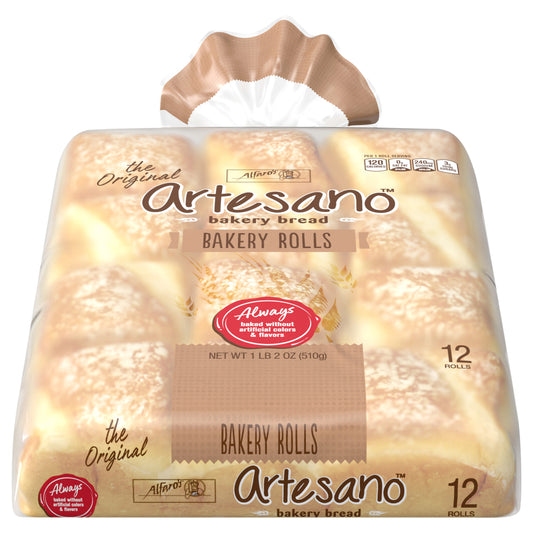 Alfaro's Artesano White (Club Pack) Bakery Rolls, 12 count, 18 oz